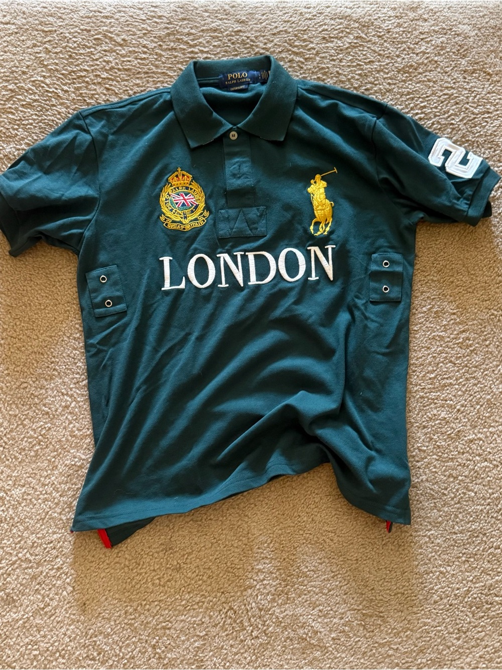 Polo by Ralph Lauren Emerald Green 'London' Embroidered Polo L